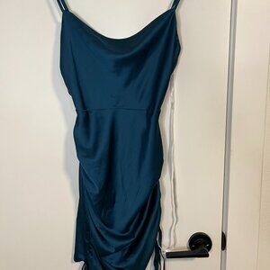 NWT: Missguided Satin Cowl Neck Ruched Side Mini Dress